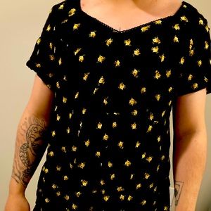 Black Floral Babydoll Shirt (Torrid Size 3)